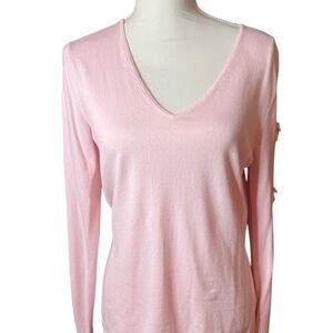 Lilly Pulitzer Women's Paradise Pink Long Sleeve Bow Sweater Size Large